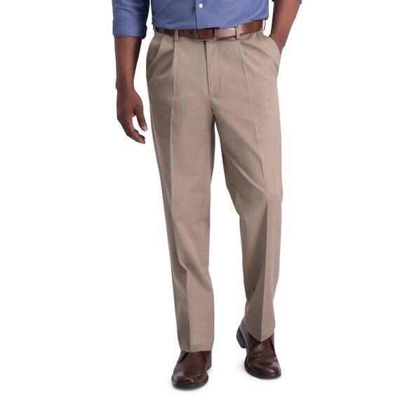 Haggar Men's Iron-Free Premium Khaki Classic Fit Pleat Front Pants, 36W X 34L - Picture 1 of 1